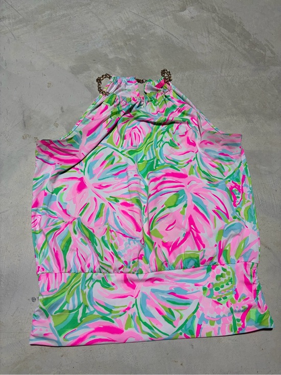 Lilly Pulitzer Tops - Lilly pulitzer Bowen Bright Tropical Halter Top Pink Green Floral Print large